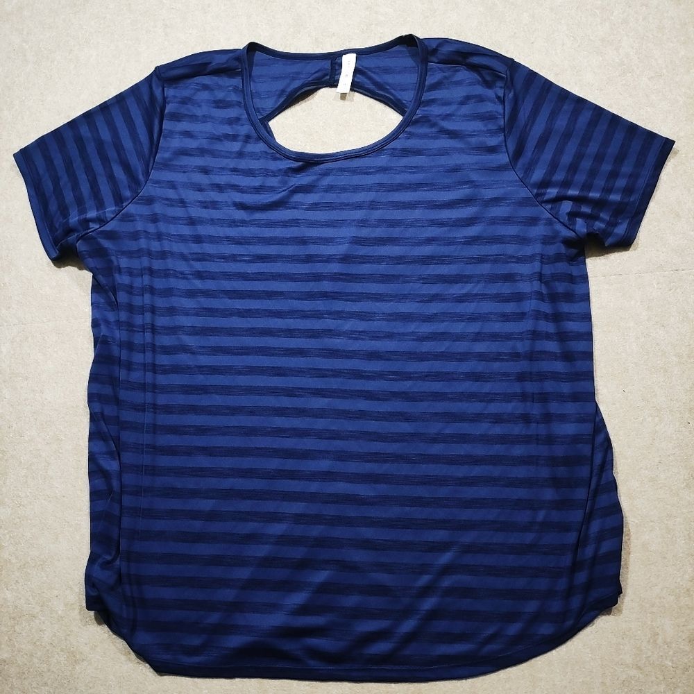 Ideology Blue Striped Short Sleeve Top -D